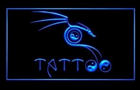 Tribal Wu Tang Ying Yang Chinese Dragon Tattoo LED Neon Sign